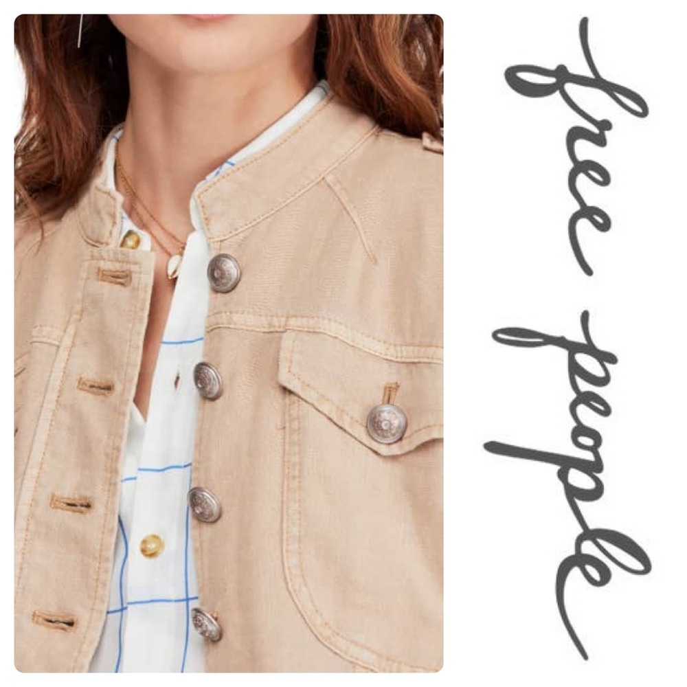 Free People Emilia Lace-Trim Tie-Waist Jacket Sand - Picture 5 of 5